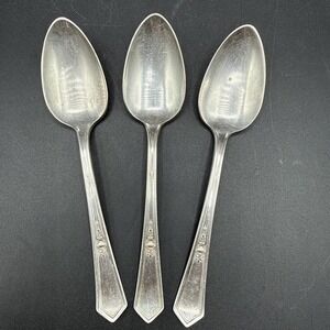 3 Vintage Wm Rogers LA TOURAINE Teaspoons Silverplate Spoons 1920 Set LOT